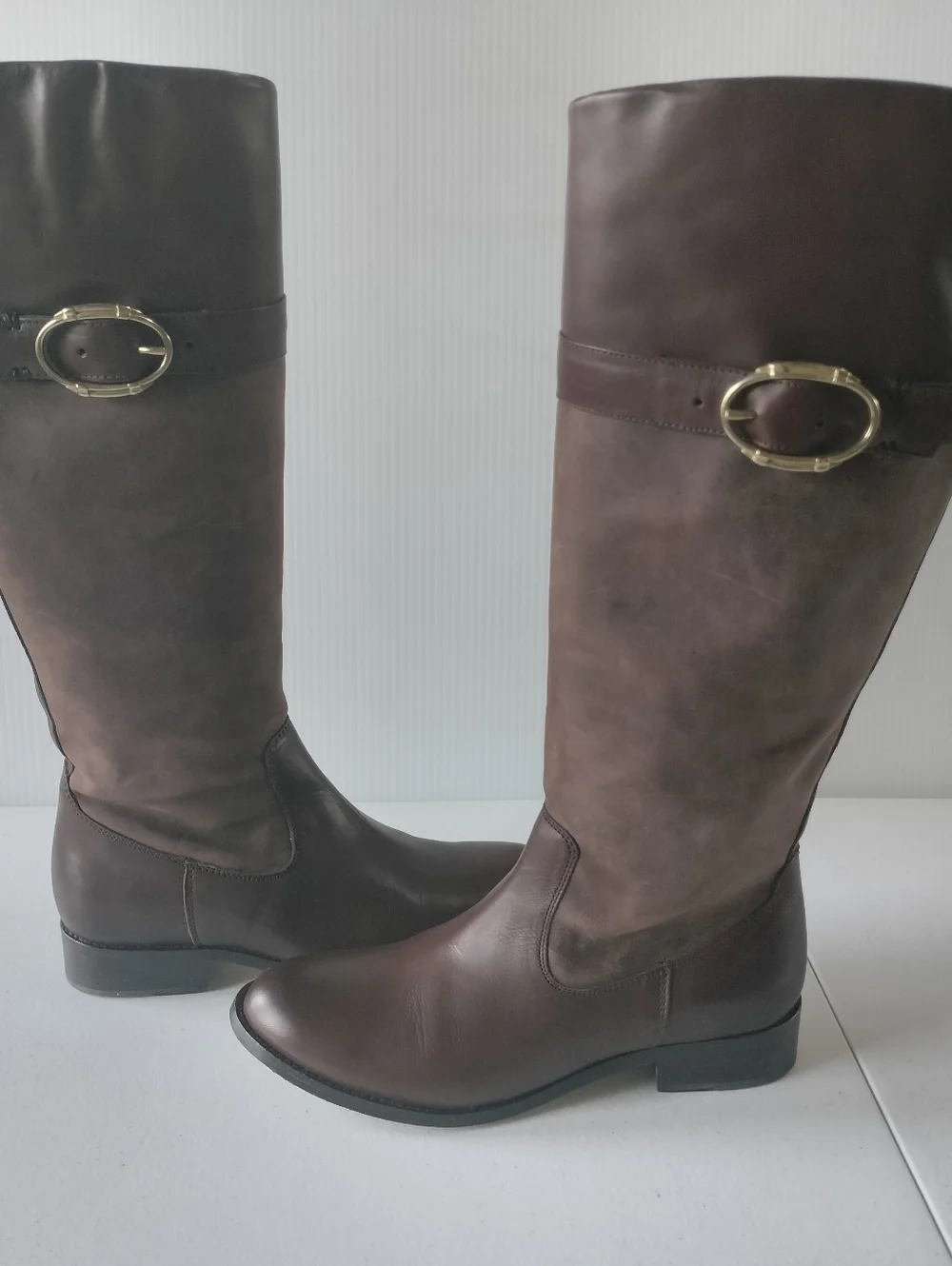 Johnston & Murphy Classic 7.5 Brown Faux Leather Riding Boots Office Chic Preppy